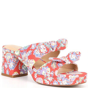 Copper Key Blooming Floral Print Double Bow Platform Sandals - 8.5
